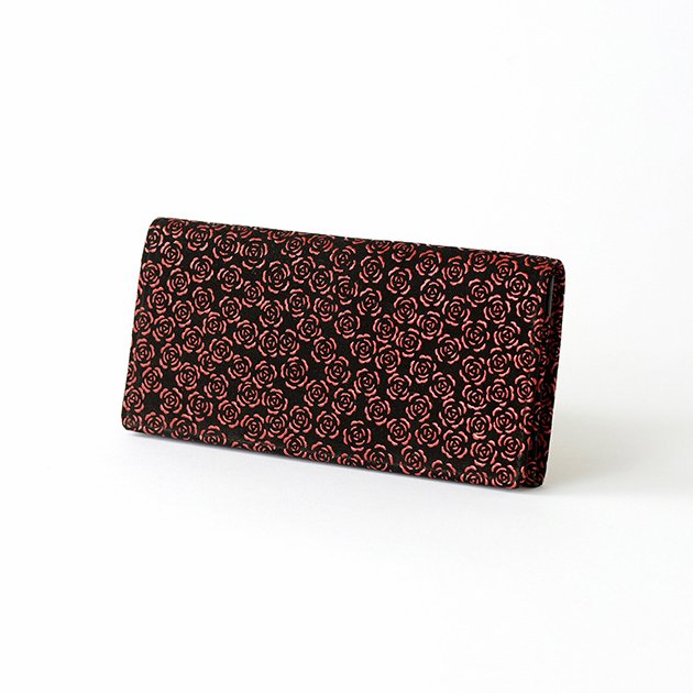 Koshu Inden Japanese Deerskin Leather with Urushi (Japanese Lacquer) Long Wallet - Rose / Gray-Black - ,  Made in Japan,  Japanese Leather Wallet