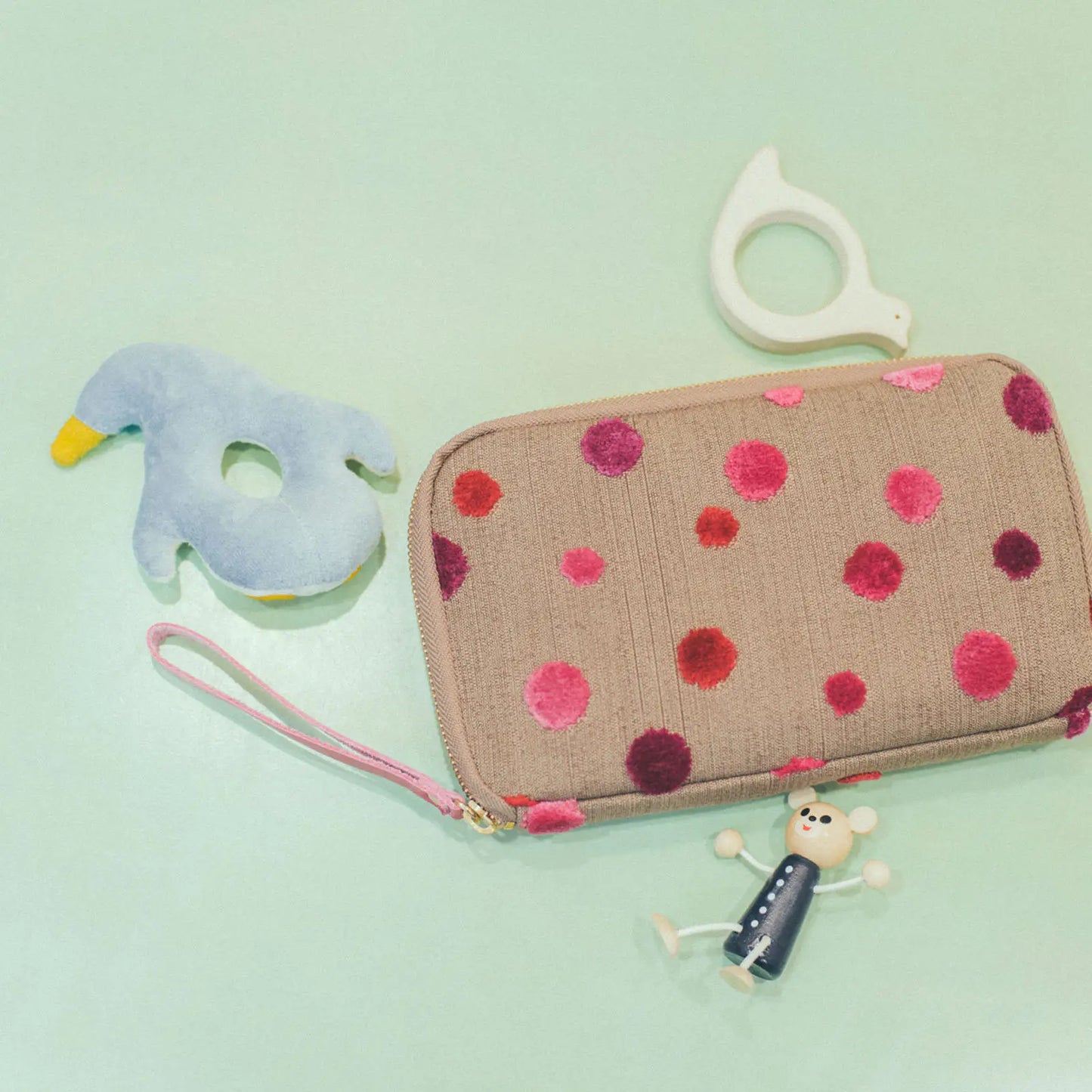 Koyaguchi Pile Fabric: Pink Sparkle Drawer Pouch Áne,  Hobonichi Drawer Pouch Áne