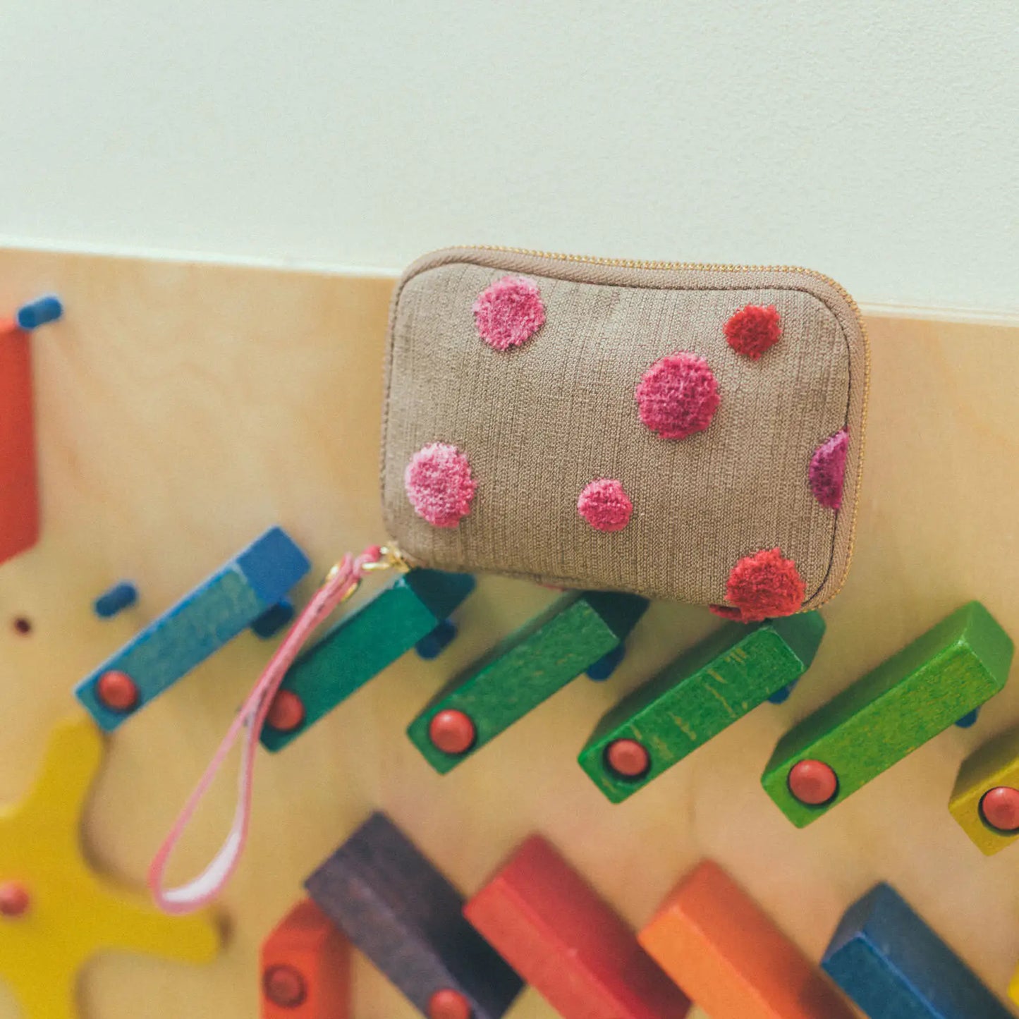 Koyaguchi Pile Fabric: Pink Sparkle Drawer Pouch Pocket,  Hobonichi Drawer Pouch Pocket