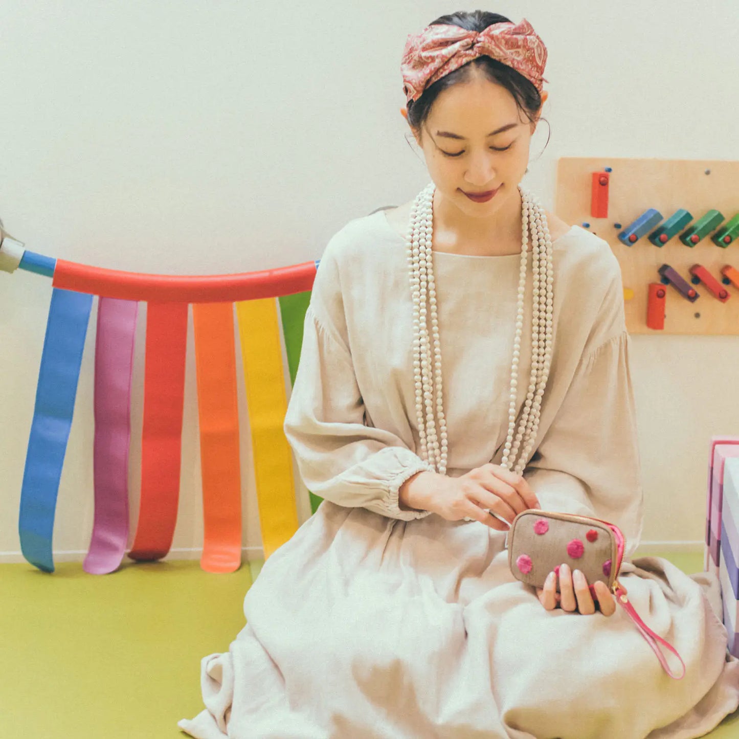 Koyaguchi Pile Fabric: Pink Sparkle Drawer Pouch Pocket,  Hobonichi Drawer Pouch Pocket