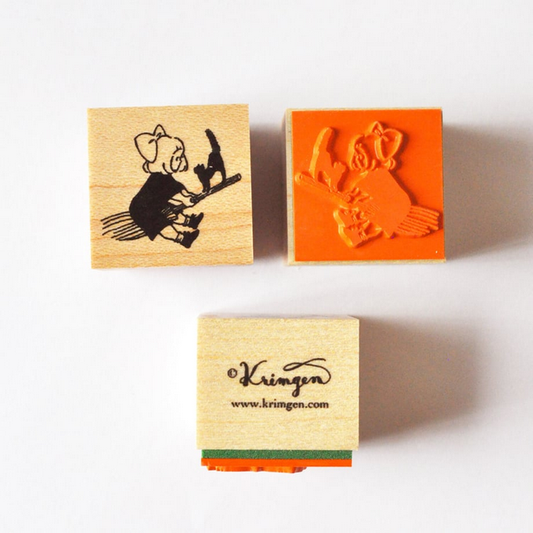 Krimgen Wooden Rubber Stamp - Cat with Book -, Krimgen stamp