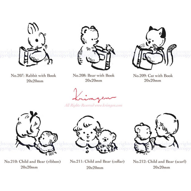 Krimgen Wooden Rubber Stamp - Cat with Book -, Krimgen stamp