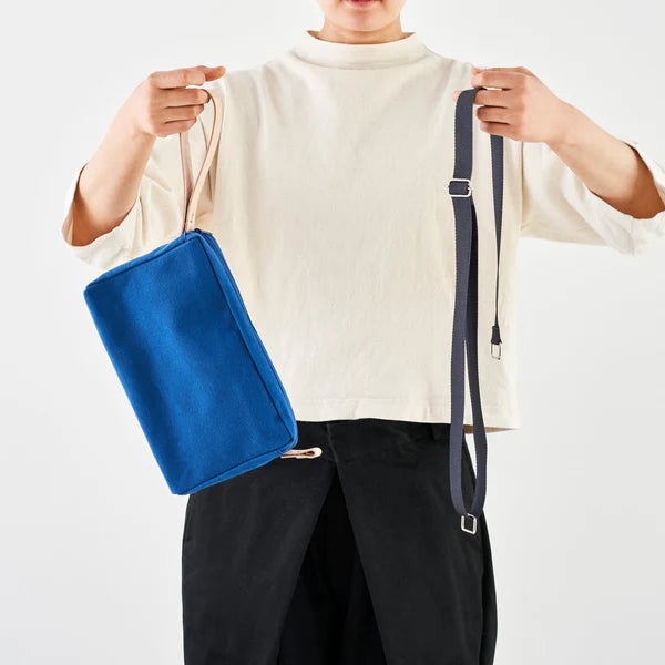 Kurashiki Hampu Canvas 2WAY Handbag/Shoulder Pouch - Grayish White -, Japanese canvas shoulder pouch