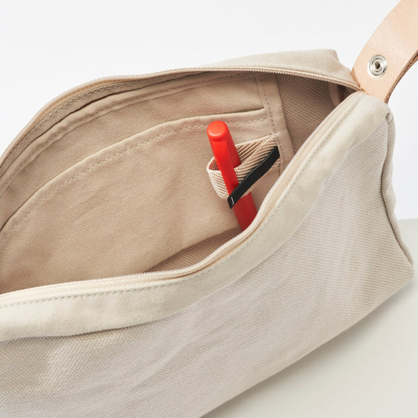 Kurashiki Hampu Canvas 2WAY Handbag/Shoulder Pouch - Grayish White -, Japanese canvas shoulder pouch