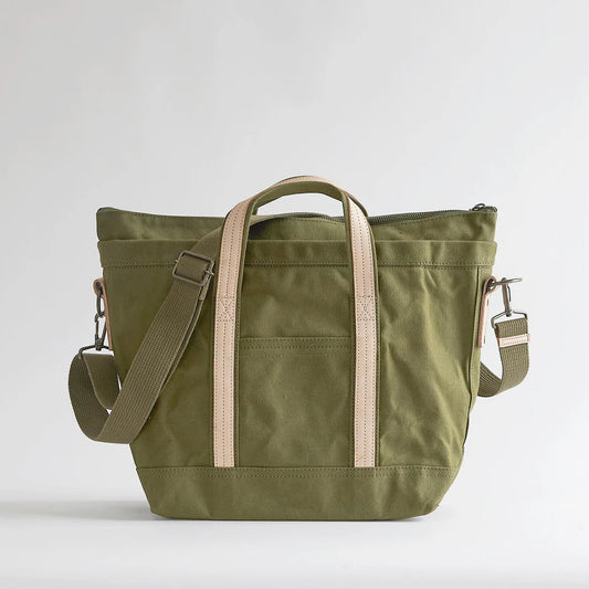 Kurashiki Hampu Canvas 2WAY tote/shoulder Bag - Khaki -, Japanese canvas shoulder bag