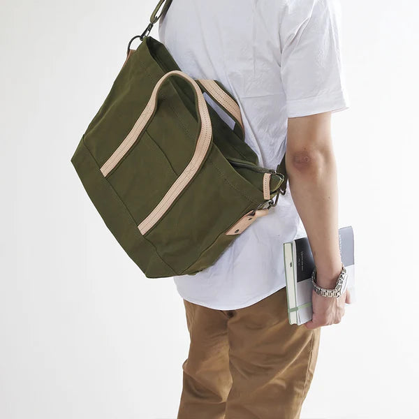 Kurashiki Hampu Canvas 2WAY tote/shoulder Bag - Ash Gray -, Japanese canvas shoulder bag