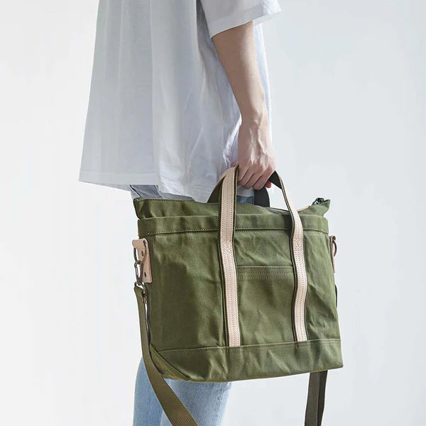 Kurashiki Hampu Canvas 2WAY tote/shoulder Bag - Ash Gray -, Japanese canvas shoulder bag