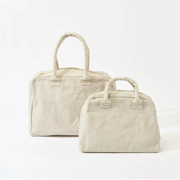 Kurashiki Hampu Canvas Briefcase - Grayish White -