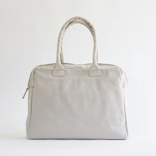 Kurashiki Hampu Canvas Briefcase - Grayish White -