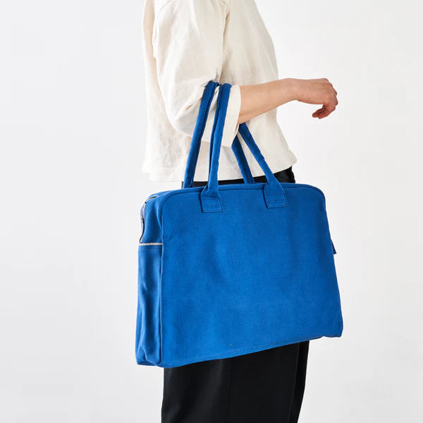Kurashiki Hampu Canvas Briefcase - Grayish White -