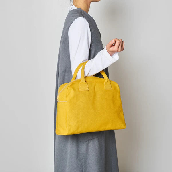 Kurashiki Hampu Canvas Briefcase - Small Size / Mustard Yellow -
