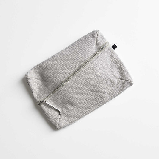 Kurashiki Hampu Canvas Pouch - M Size / Grayish White -,  Japanese canvas pouch