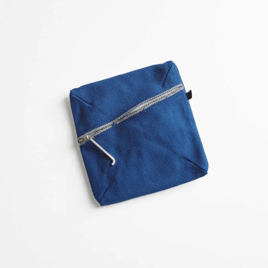 Kurashiki Hampu Canvas Pouch - Square / Indigo Blue -,  Japanese canvas pouch