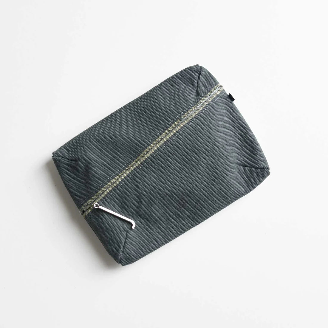 Kurashiki Hampu Canvas Pouch - M Size / Bluish Gray -,  Japanese canvas pouch