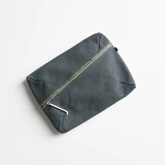Kurashiki Hampu Canvas Pouch - M Size / Bluish Gray -,  Japanese canvas pouch
