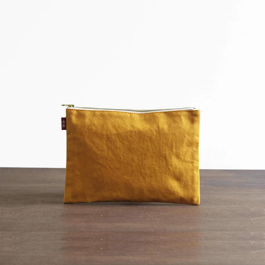 Kurashiki Hampu Canvas Flat Pouch - L Size / Orange -,  Japanese canvas pouch