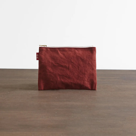 Kurashiki Hampu Canvas Flat Pouch - S Size / Iron Oxide Red -,  Japanese canvas pouch