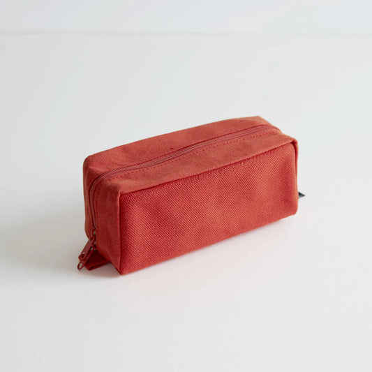 Kurashiki Hampu Canvas Pouch - M Size / Safflower Red -,  Japanese canvas pouch