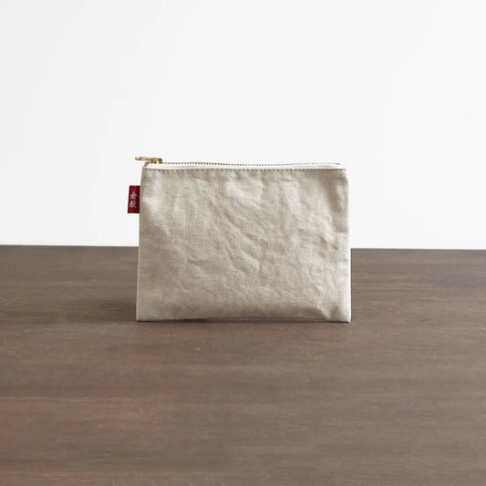 Kurashiki Hampu Canvas Flat Pouch - S Size / Ecru -,  Japanese canvas pouch