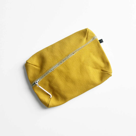 Kurashiki Hampu Canvas Pouch - M Size / Mustard Yellow -,  Japanese canvas pouch