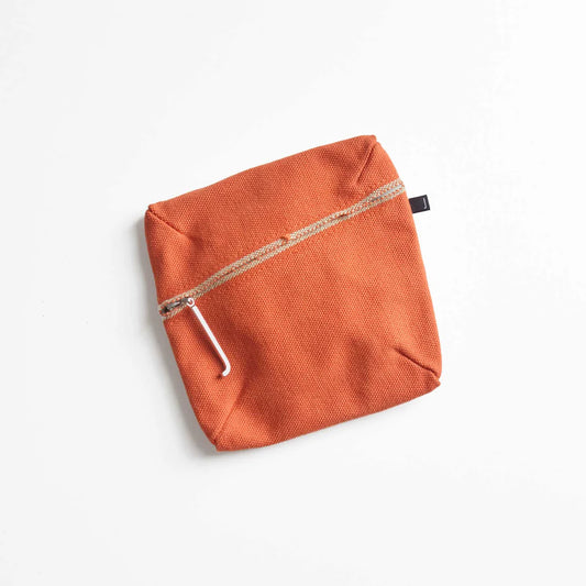 Kurashiki Hampu Canvas Pouch - Square / Safflower Red -,  Japanese canvas pouch