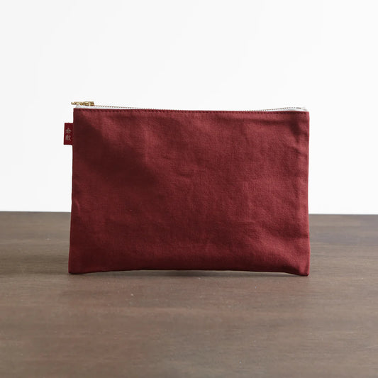 Kurashiki Hampu Canvas Flat Pouch - L Size / Iron Oxide Red -,  Japanese canvas pouch