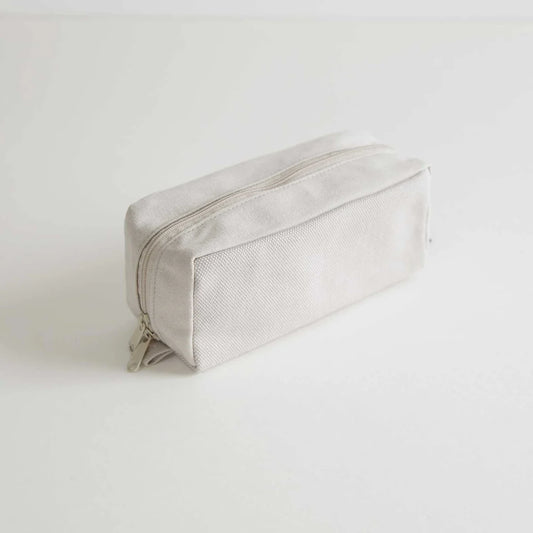 Kurashiki Hampu Canvas Pouch - M Size / Grayish White -,  Japanese canvas pouch