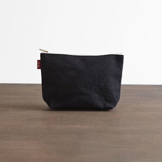 Kurashiki Hampu Canvas Boat Shaped Pouch - L Size / Black -,  Japanese canvas pouch