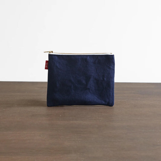 Kurashiki Hampu Canvas Flat Pouch - S Size / Navy Blue -,  Japanese canvas pouch