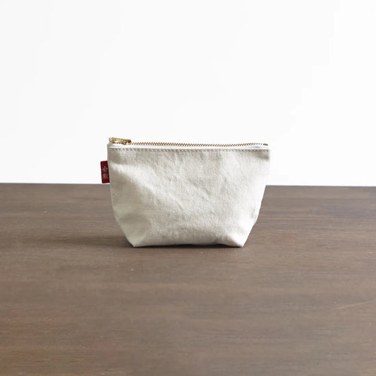 Kurashiki Hampu Canvas Boat Shaped Pouch - S Size / Ecru -,  Japanese canvas pouch