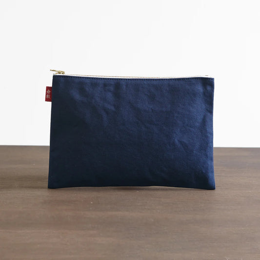 Kurashiki Hampu Canvas Flat Pouch - L Size / Navy Blue -,  Japanese canvas pouch
