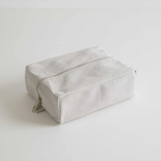Kurashiki Hampu Canvas Pouch - L Size / Grayish White -,  Japanese canvas pouch