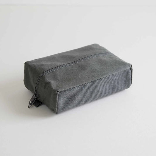 Kurashiki Hampu Canvas Pouch - L Size / Bluish Gray -,  Japanese canvas pouch