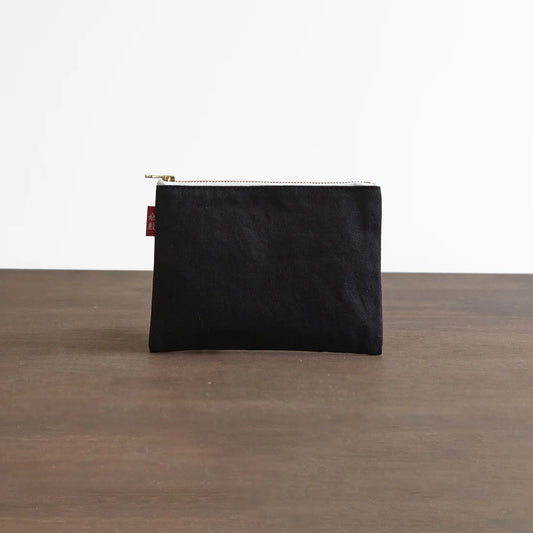 Kurashiki Hampu Canvas Flat Pouch - S Size / Black -,  Japanese canvas pouch