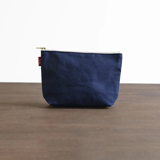 Kurashiki Hampu Canvas Boat Shaped Pouch - L Size / Navy Blue -,  Japanese canvas pouch
