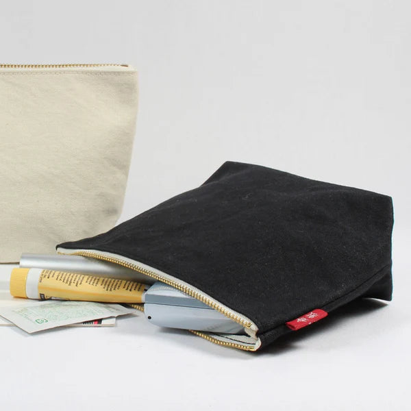 Kurashiki Hampu Canvas Boat Shaped Pouch - L Size / Ecru -,  Japanese canvas pouch