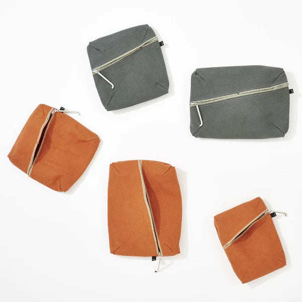 Kurashiki Hampu Canvas Pouch - Square / Bluish Gray -,  Japanese canvas pouch