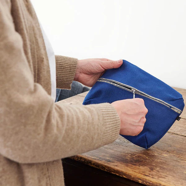Kurashiki Hampu Canvas Pouch - M Size / Bluish Gray -,  Japanese canvas pouch