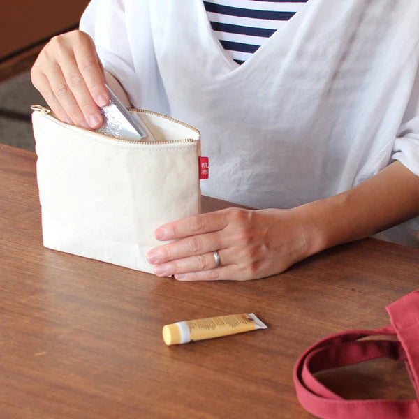 Kurashiki Hampu Canvas Boat Shaped Pouch - L Size / Ecru -,  Japanese canvas pouch