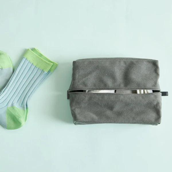 Kurashiki Hampu Canvas Pouch - L Size / Bluish Gray -,  Japanese canvas pouch