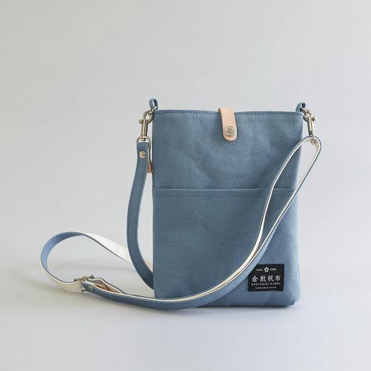Kurashiki Hampu Canvas Shoulder Bag - Blue Jade -, Sacosh, Japanese canvas shoulder bag