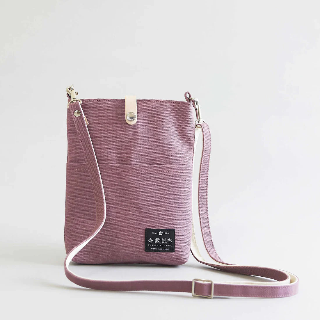 Kurashiki Hampu Canvas Shoulder Bag - Plum -, Sacosh, Japanese canvas shoulder bag