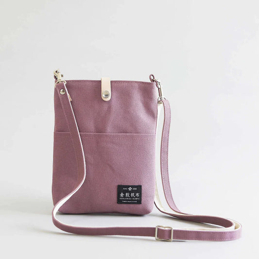 Kurashiki Hampu Canvas Shoulder Bag - Plum -, Sacosh, Japanese canvas shoulder bag