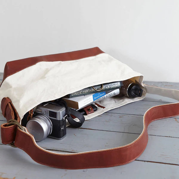Kurashiki Hampu Canvas Shoulder Bag - Ash Gray -, Japanese canvas shoulder bag