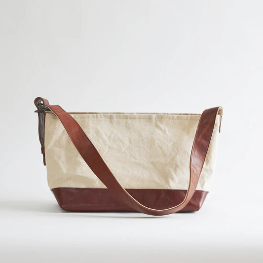 Kurashiki Hampu Canvas Shoulder Bag - Ivory -, Japanese canvas shoulder bag