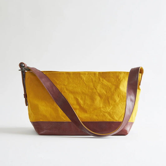 Kurashiki Hampu Canvas Shoulder Bag - Camel -, Japanese canvas shoulder bag