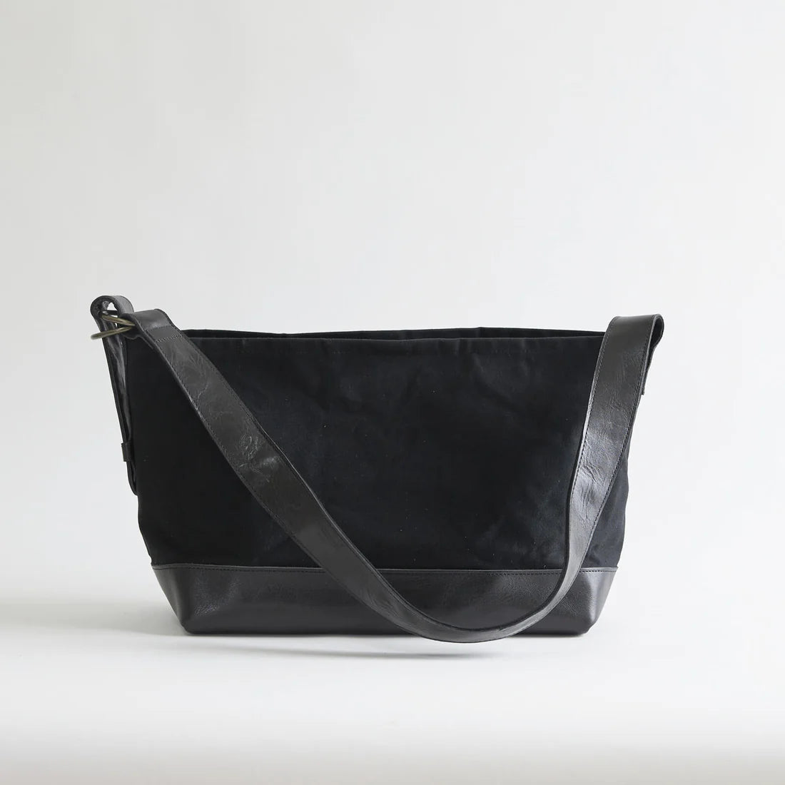 Kurashiki Hampu Canvas Shoulder Bag - Black -, Japanese canvas shoulder bag