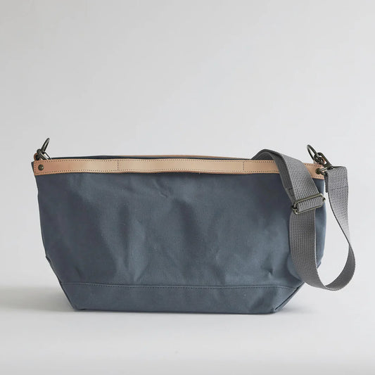 Kurashiki Hampu Canvas Shoulder Bag - Ash Gray -, Japanese canvas shoulder bag