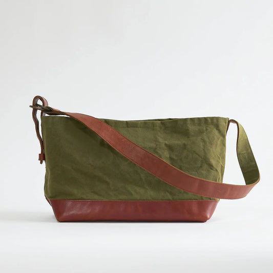 Kurashiki Hampu Canvas Shoulder Bag - Khaki -, Japanese canvas shoulder bag