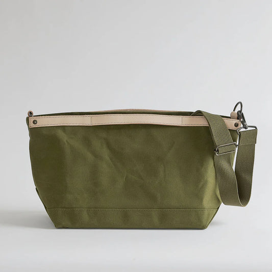 Kurashiki Hampu Canvas Shoulder Bag - Khaki -, Japanese canvas shoulder bag
